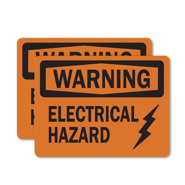 Signmission Electrical Hazard OSHA Warning Sign, Vinyl Decal, 14in W x 10in L, 2PK OS-2PACK-WS-D-1014-L-19660 - main